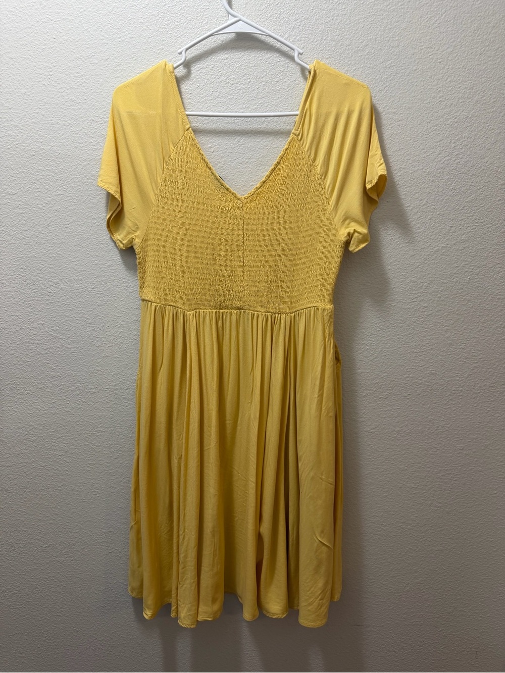 torrid Yellow Smocked V-Neck Mini Dress with Flutter Sleeves - Picture 2 of 2